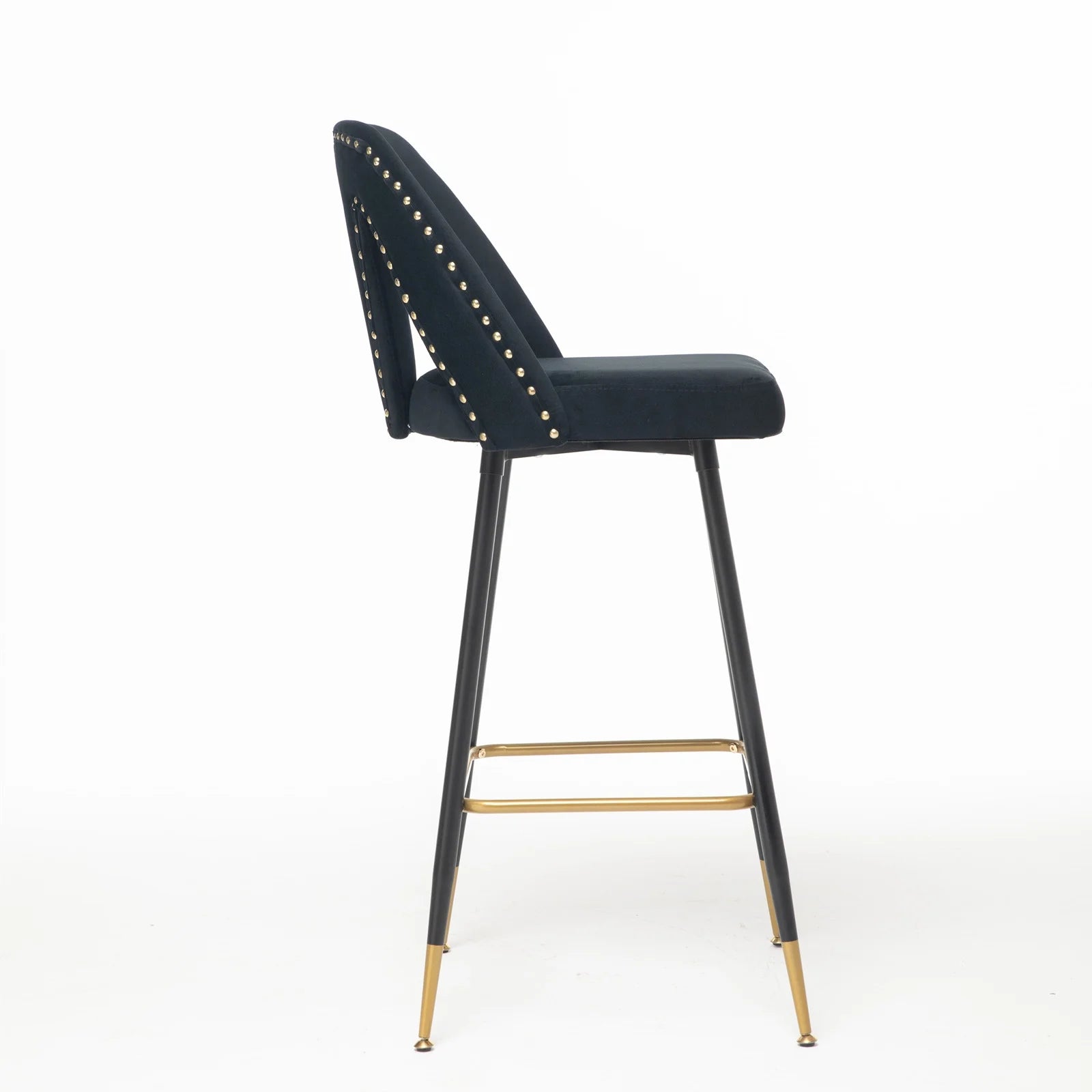 Black Velvet Bar Stools with Back, 30 inch Seat Height, Set of 4 Z218734