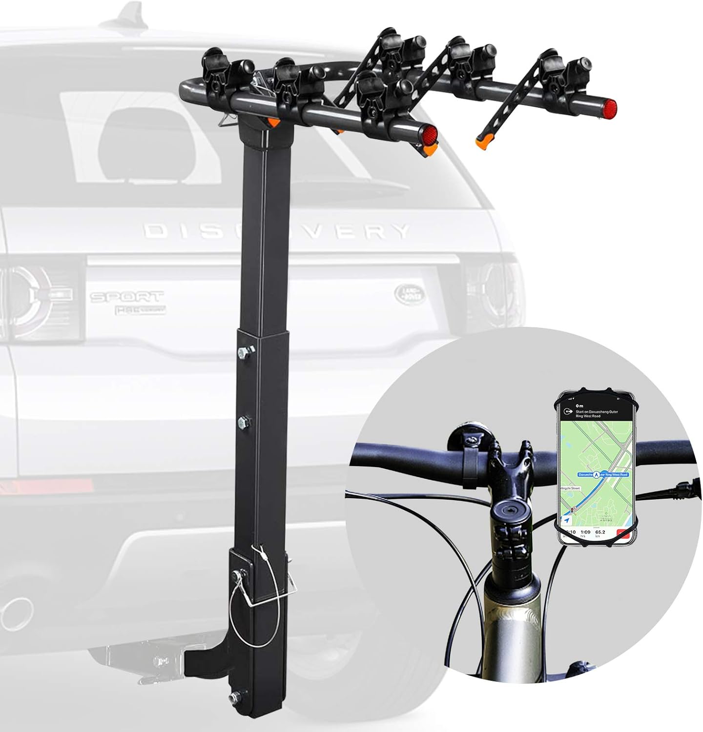 Bicycle Car Rack Bike Hitch Rack Double Foldable Bike Carrier Rack with 2'' Hitch Receiver, 4-Bike, Pack of 2 Q9171