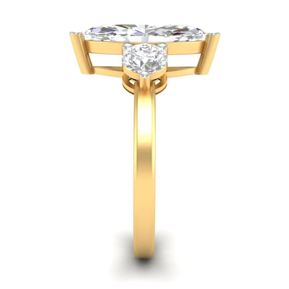 2Ct Marquise Cut Moissanite Engagement Ring 14K Yellow Gold Plated S399