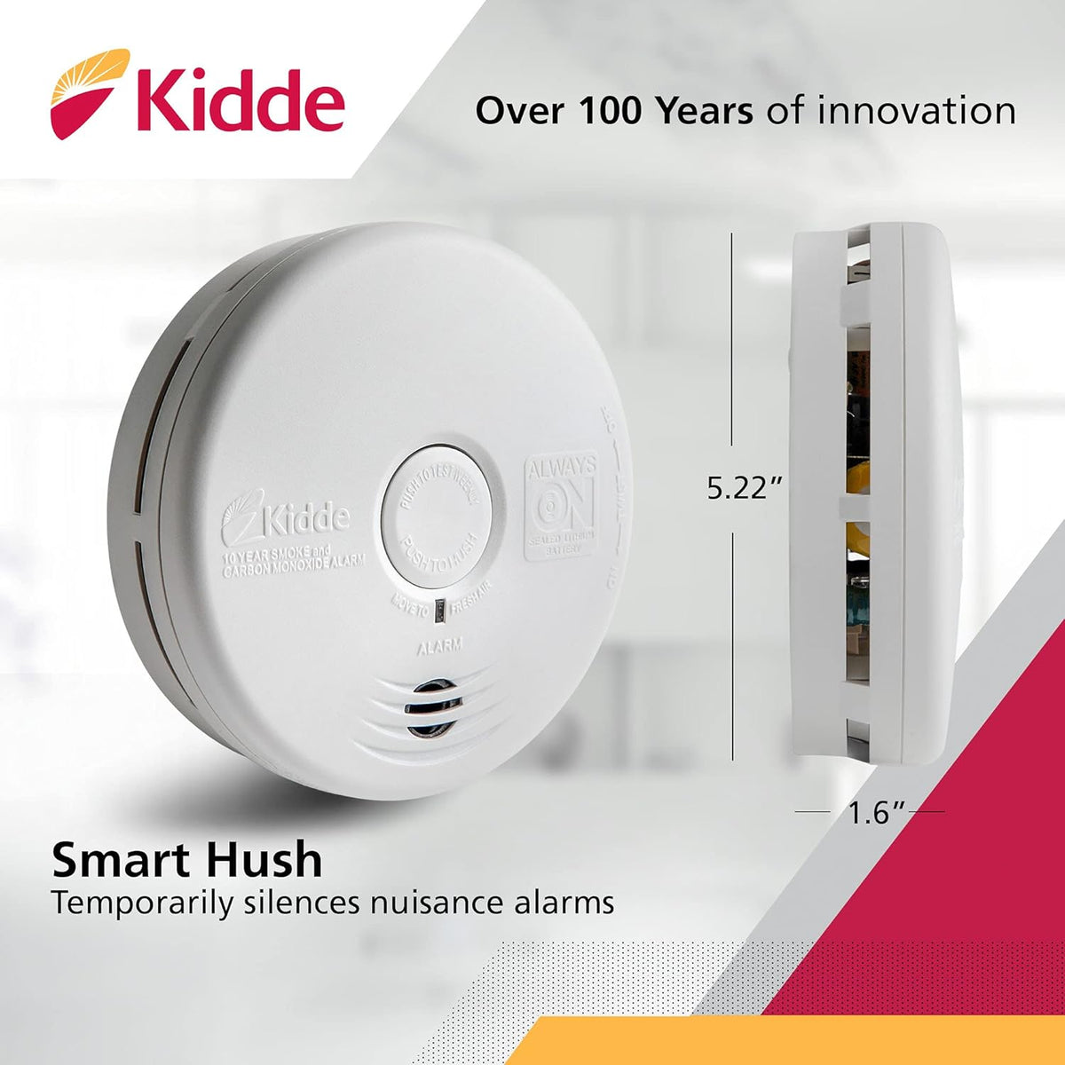 Combination Smoke & CO Alarm with Lithium Battery, Pack of 2 D795