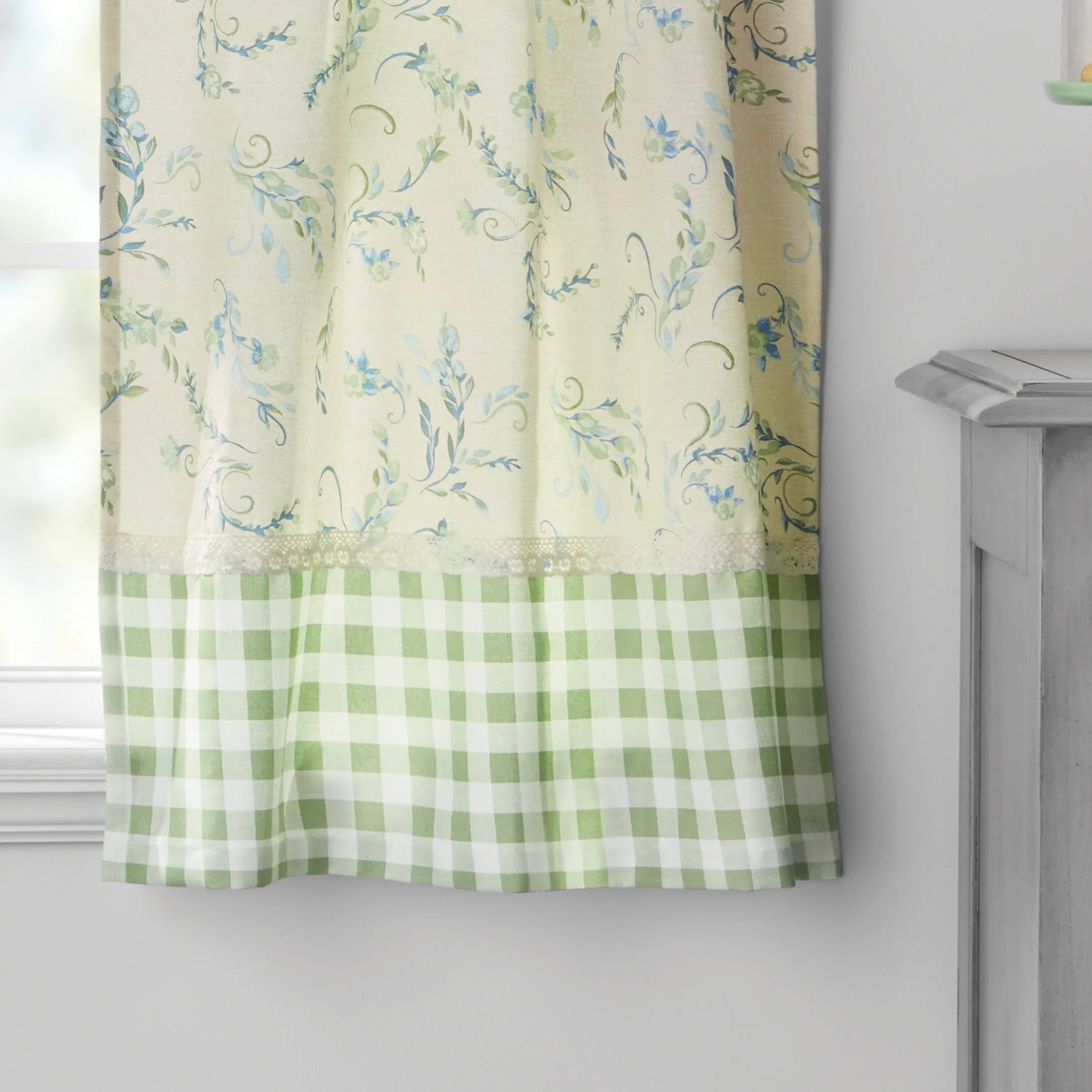3-Piece Tiers and Valance Set, Recycled Polyester, Sage I945