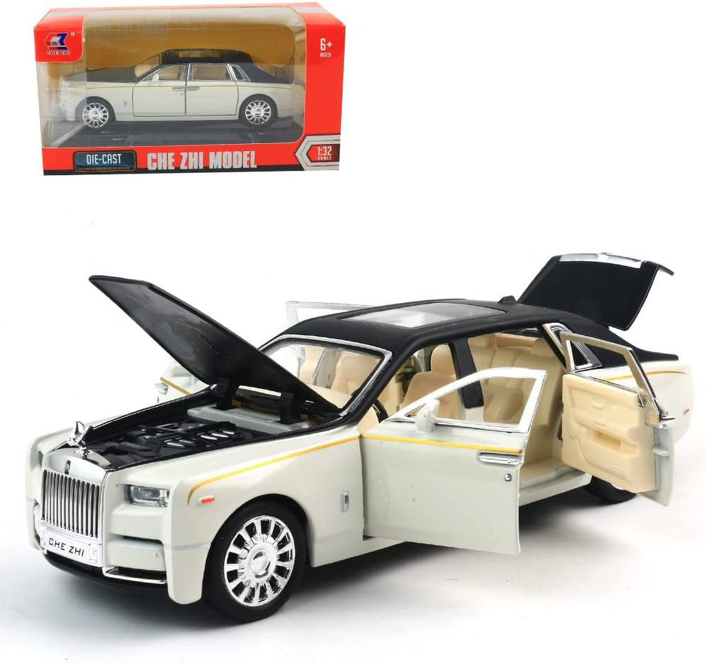 Diecast Cars 1:32 Scale Rolls-Royce Phantom Model Car, Zinc Alloy Pull Back Toy Car with Sound and Light I42776