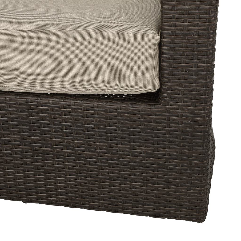 Mixed Brown and Mixed Khaki Wicker Swivel Club Chair E304626