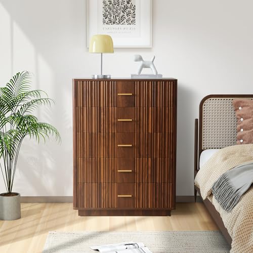 Walnut 5 Drawers Wooden Dresser R245165