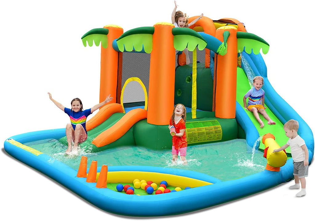 Inflatable Water Slide with Splash Pool, Climbing Wall J65477