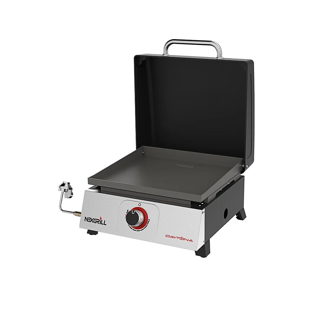1-Burner Propane Gas Tabletop Grill with Hot Rolled Steel Griddle Top B335038