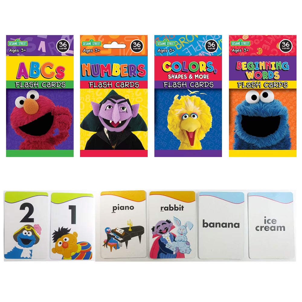 Sesame Street Flash Cards Beginning Words Numbers Colors Shapes Alphabet ABC Y65345