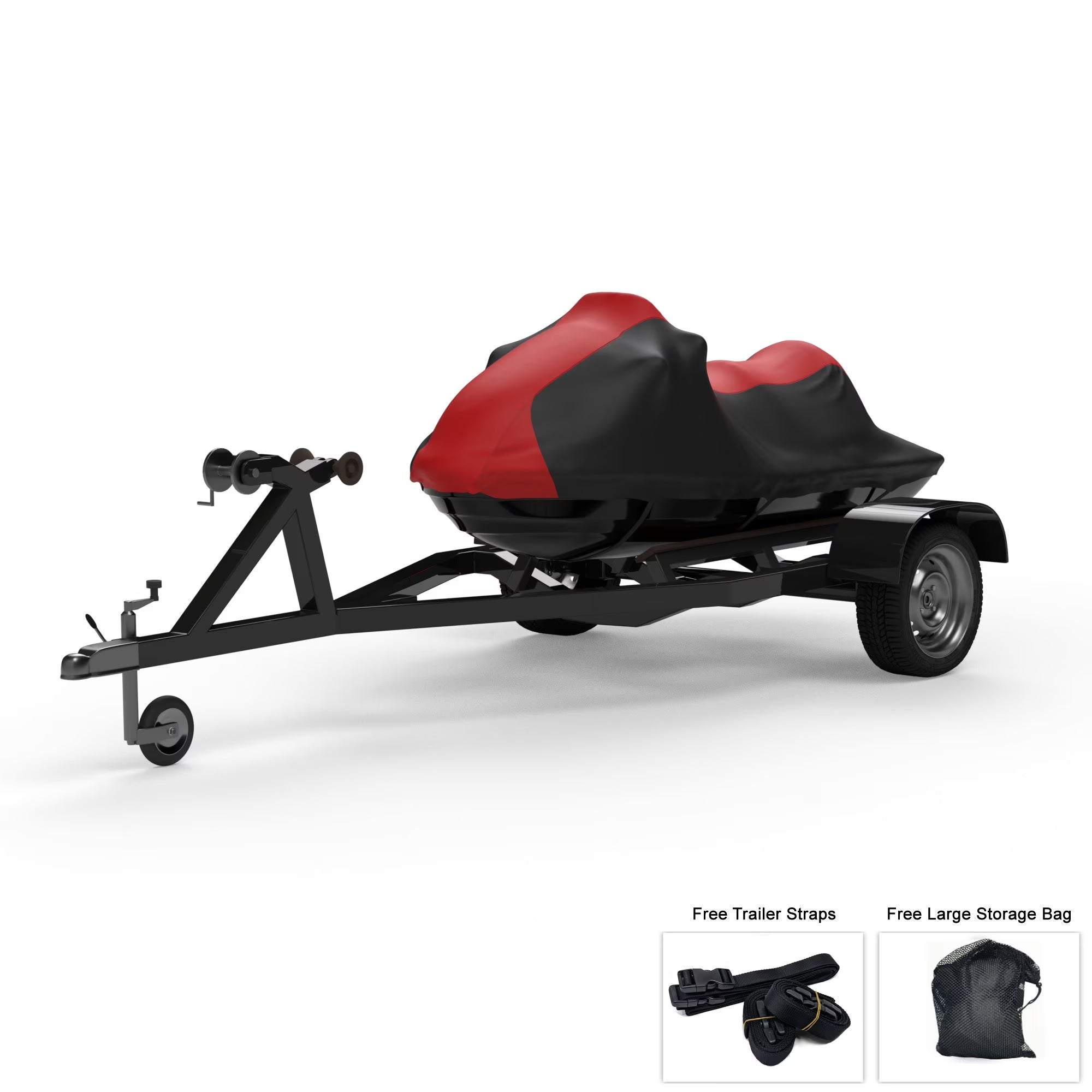 Red Black All Weather Trailerable Jet Ski Cover with Trailer Straps and Storage Bag D974