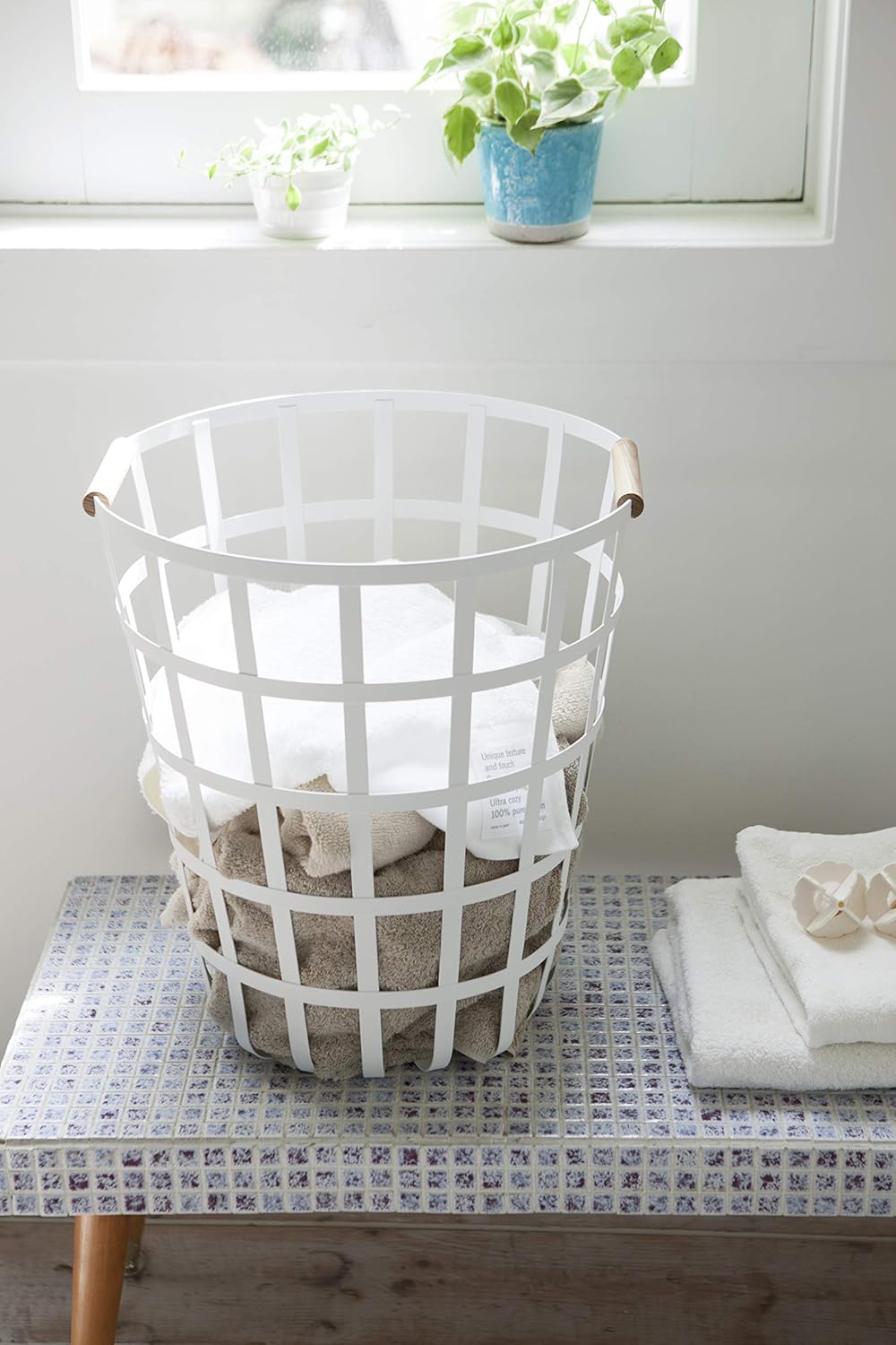 White Round Laundry Basket, Pack of 2 X78767