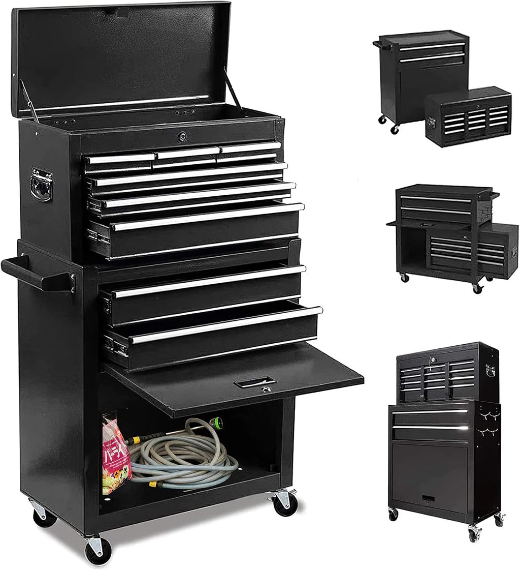 Black 8-Drawer Rolling Tool Chest with Lock A537