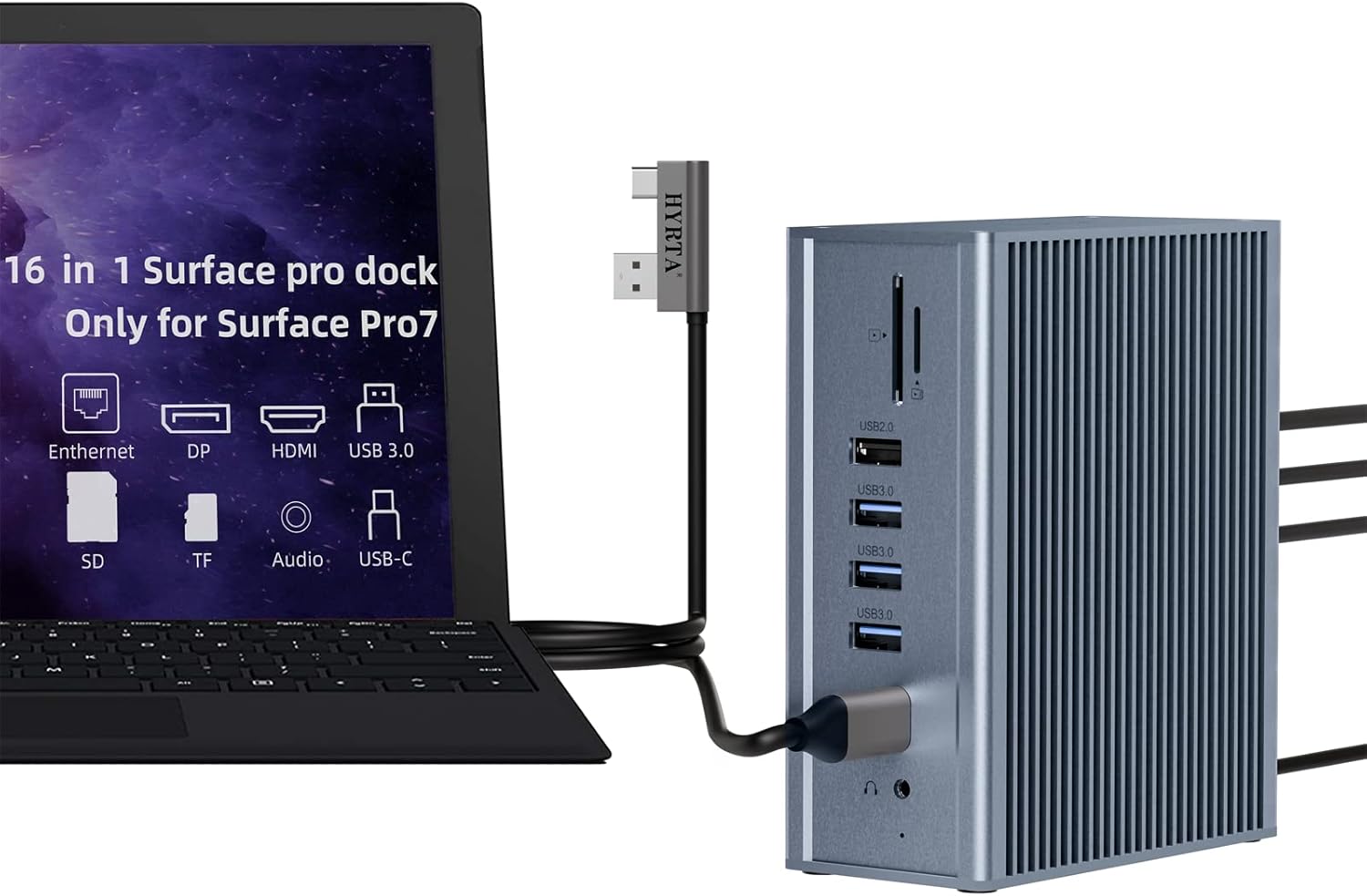 16 in 1 USB C Docking Station Quadruple Monitor with 4K 2HDMI, DP, USB-C 3.0, PD, RJ45, 6USB Ports, SD/TF, Audio S669