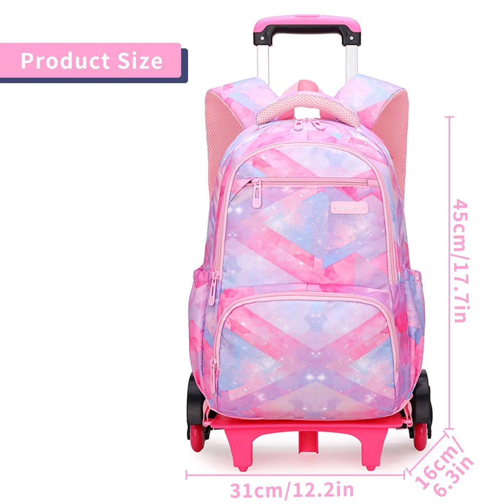 Pink Rolling Wheeled School Backpack O108932