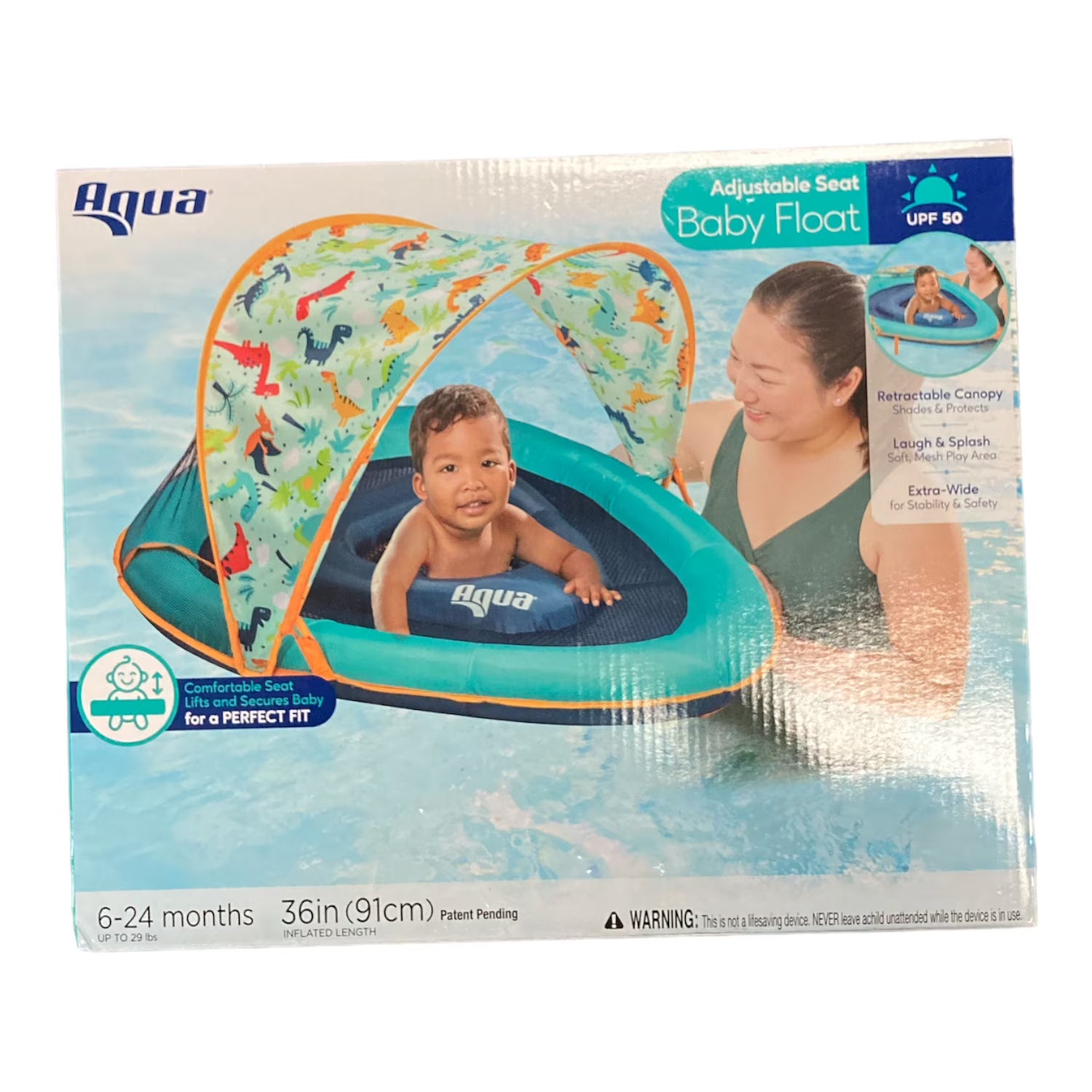 Aqua Adjustable Seat Retractable Canopy Baby Float G1682