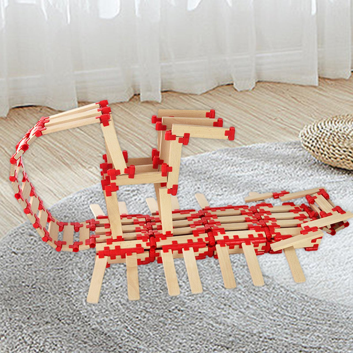 100 Pieces Wooden Blocks Stacking Game Building Kits Board Games F723230