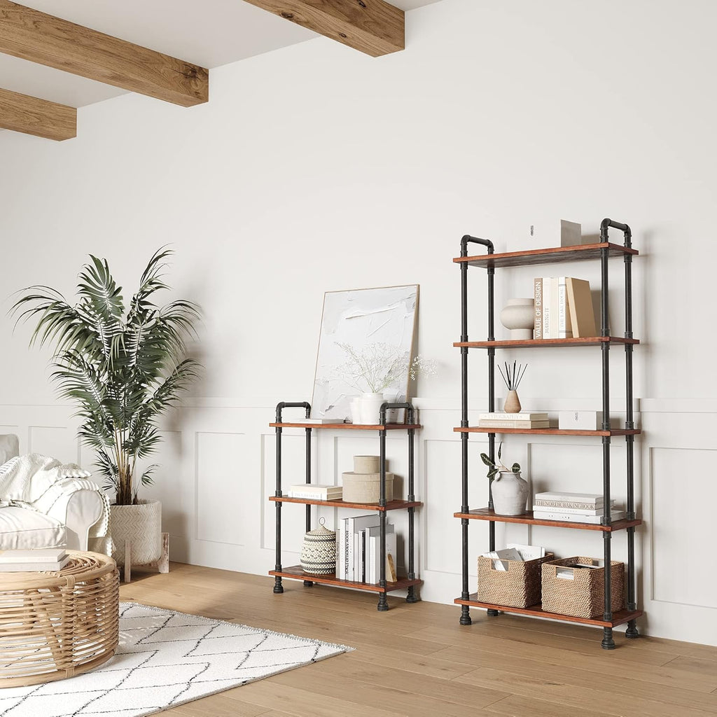 Brown Solid Pine 4-Tier Bookcase S989534