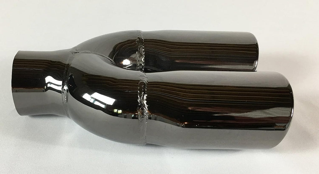 Dual Oval Slant Stainless Black Chrome Exhaust Tip Pack of 2 B98014