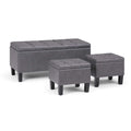 Stone Grey Faux Leather 3 Pc Storage Ottoman J585826