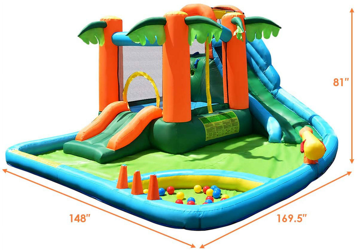 Inflatable Water Slide with Splash Pool, Climbing Wall J65477