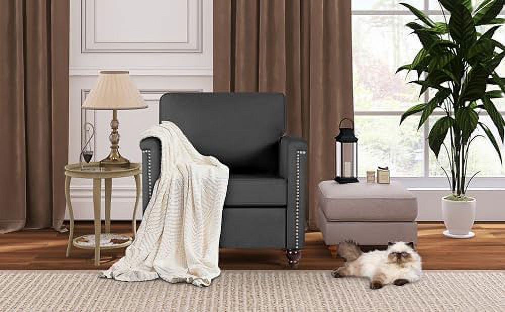 Beige Upholstered Linen Accent Chair T711