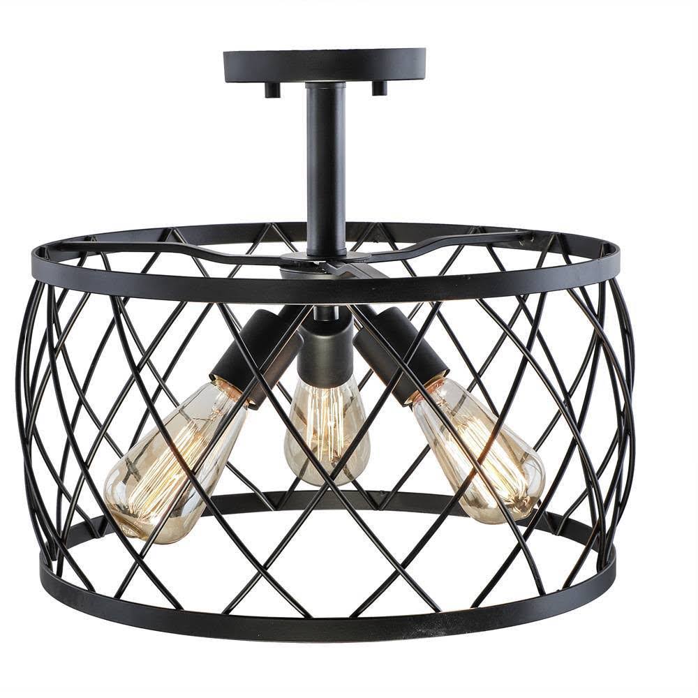 Black 3-Light Semi-Flush Mount O970