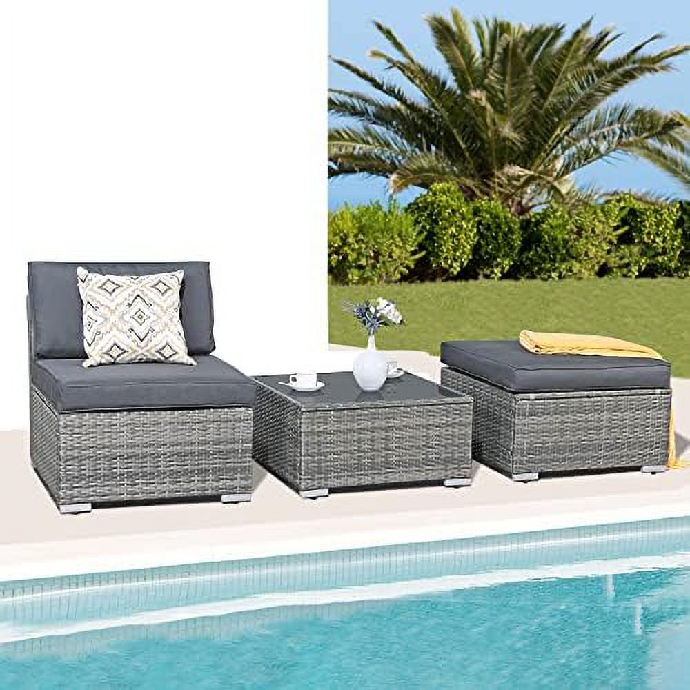 3 Piece Patio Sectional Sofa with Coffee Table B793