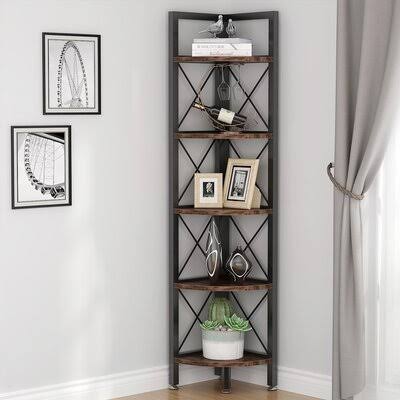 Gray Steel Corner Bookcase P920