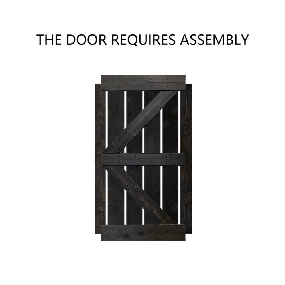 Charcoal Black Solid Wood Interior Sliding Barn Door U8967