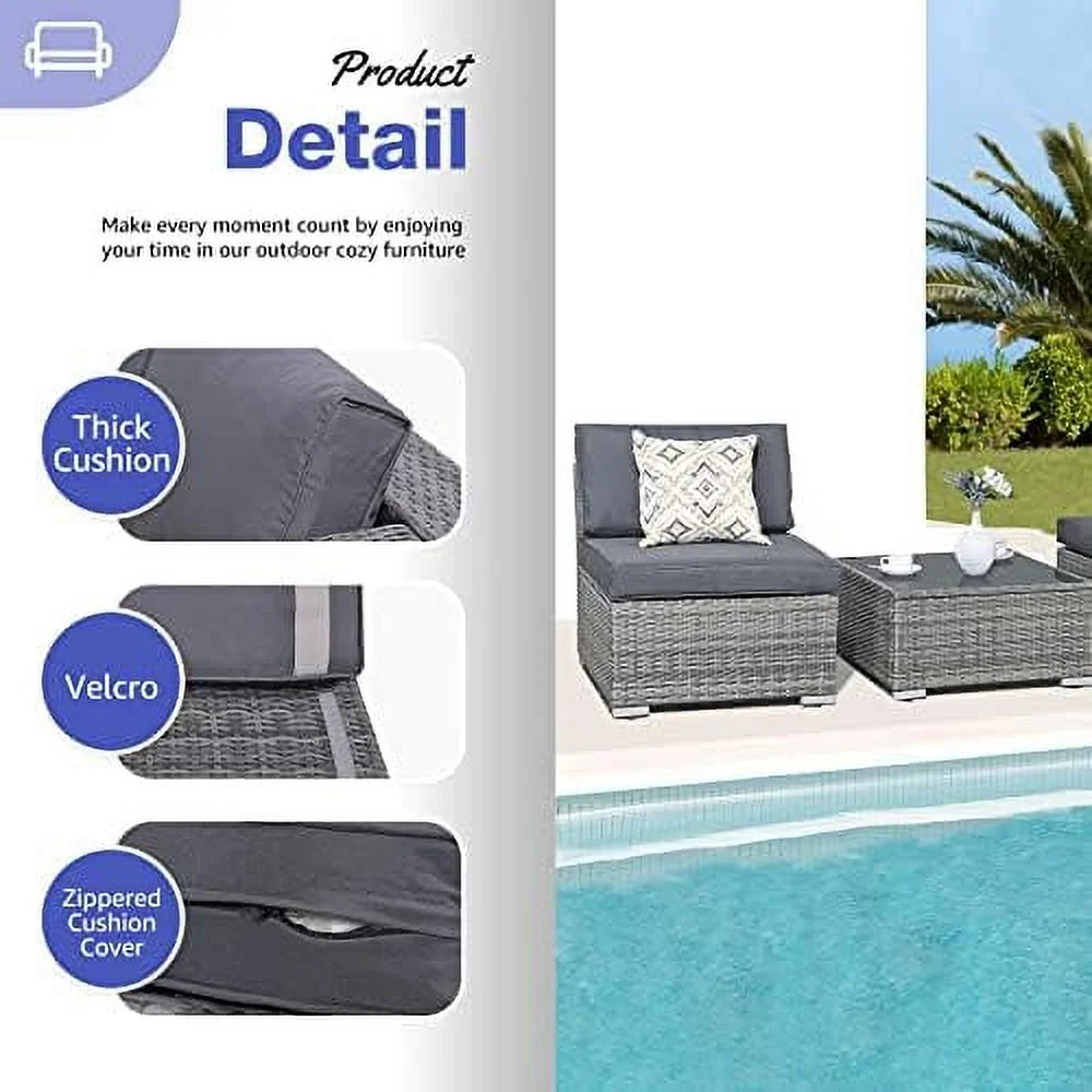3 Piece Patio Sectional Sofa with Coffee Table B793