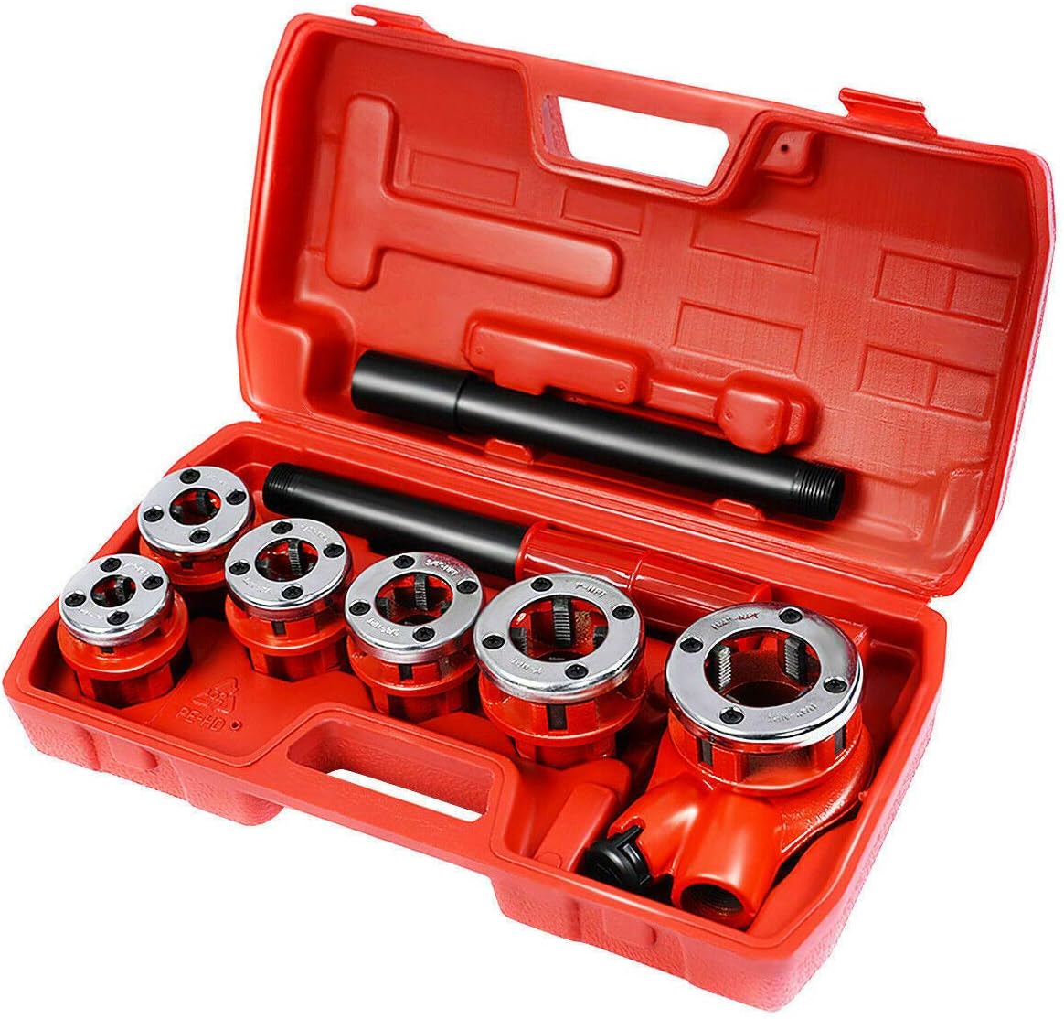 Ratchet Pipe Threader Kit Set with 6 Dies and Storage Case Pack of 2 R1472