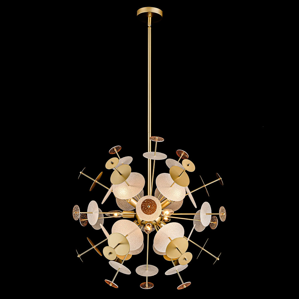 9-Light Linear Starburst Textured Glass Chandelier G905