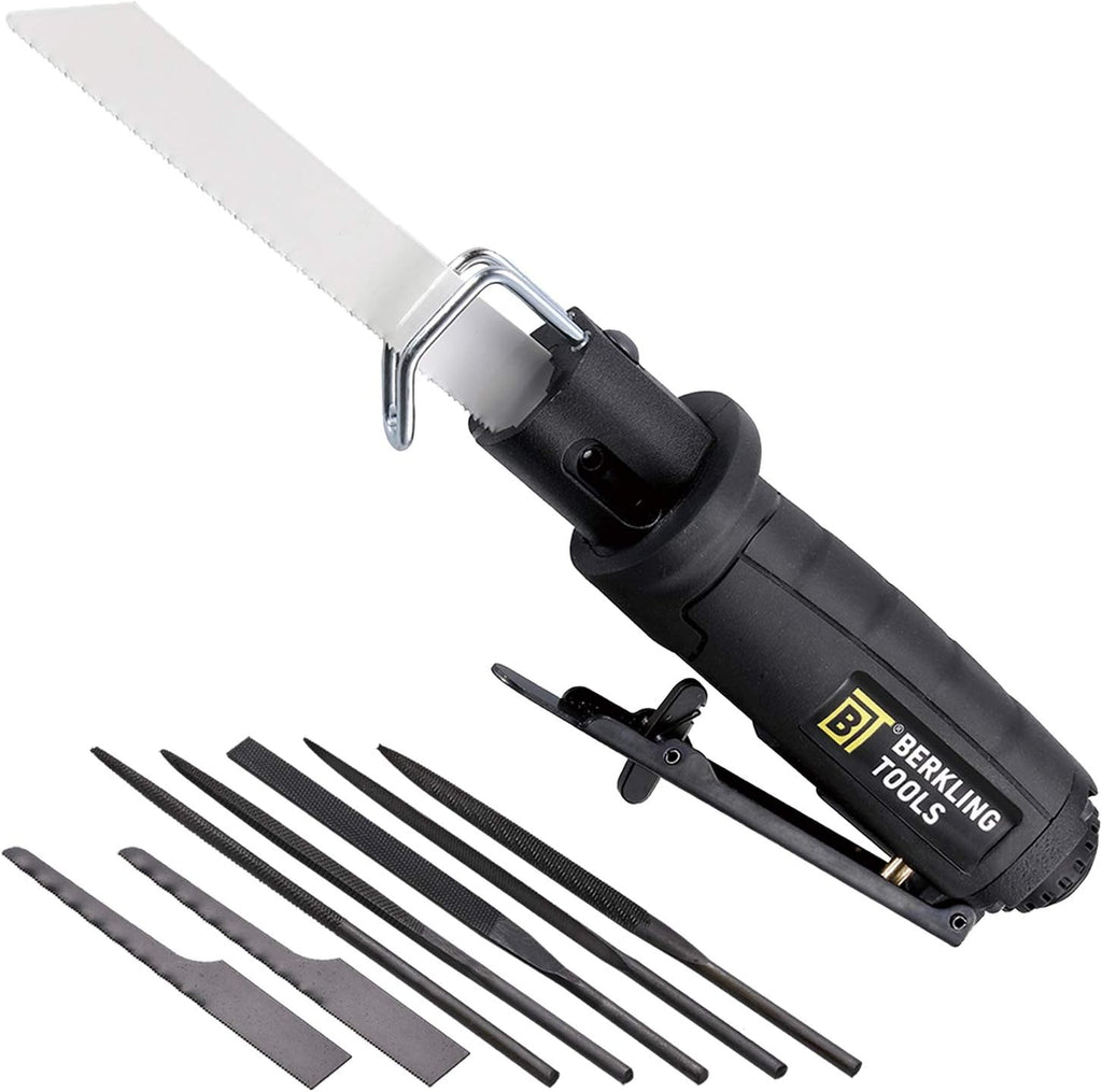 Compact Low Vibration Air Saw with 8 pcs Blade Kit Pneumatic Reciprocating Body Saw G518010