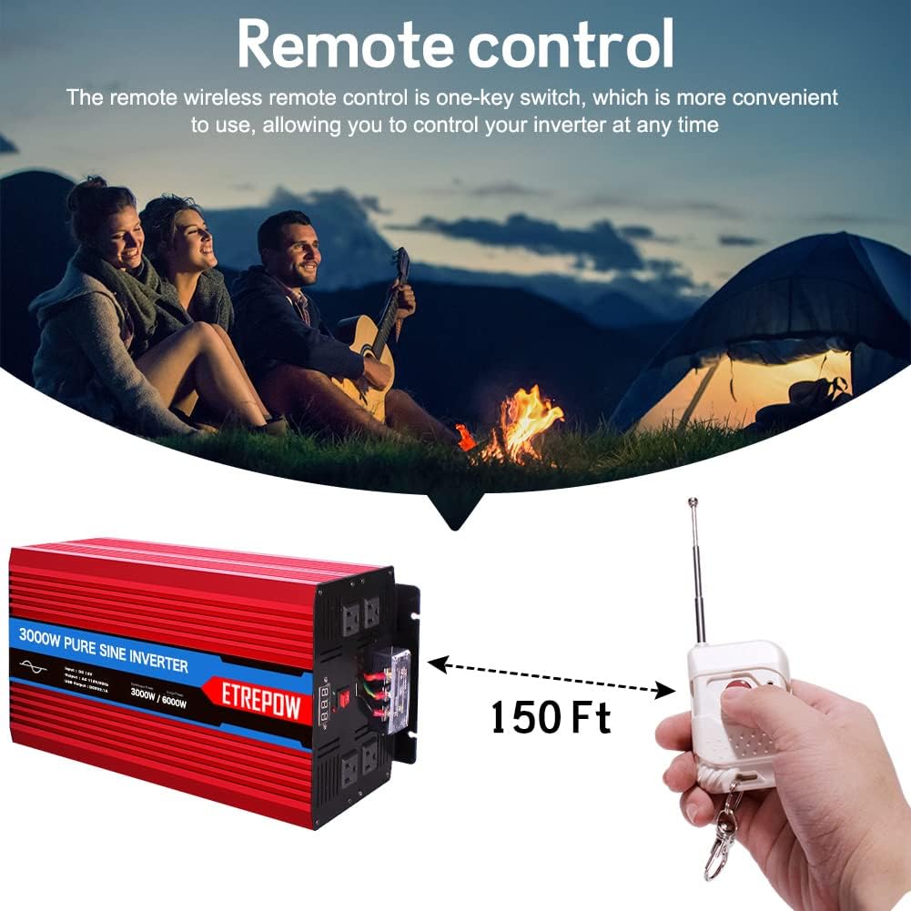 3000 Watt Pure Sine Wave Power Inverter 12V DC to 110V AC M15322