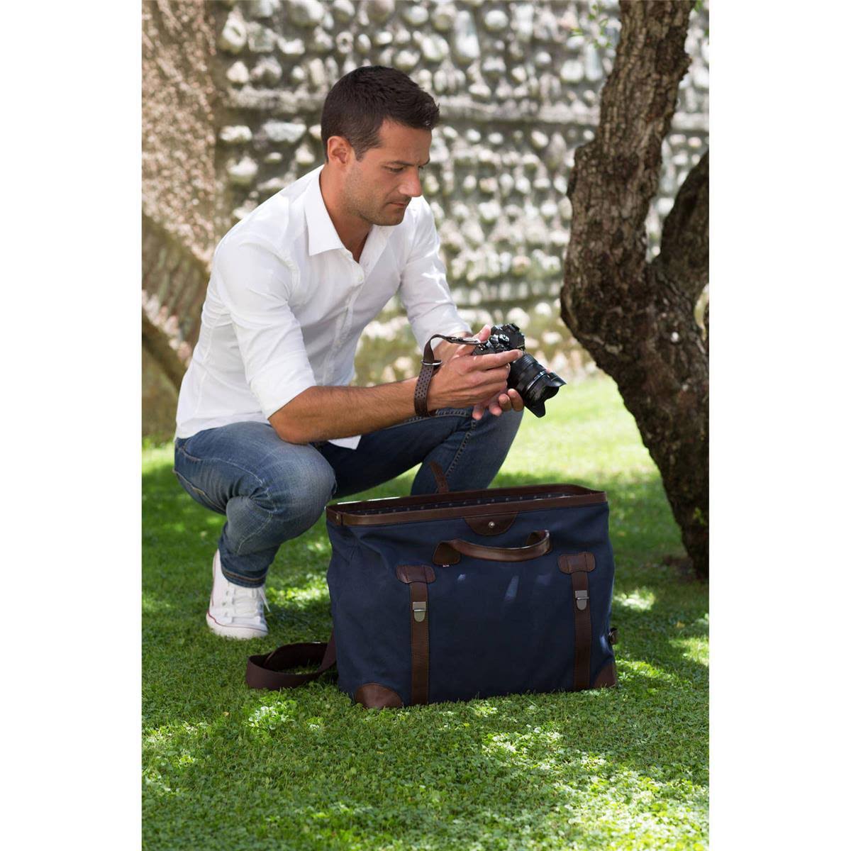 Perforated Dark Brown Leather Camera Wrist Strap R692090