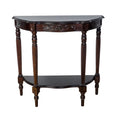 Brown Engraved Wooden Console Table with 1 Drawer L709