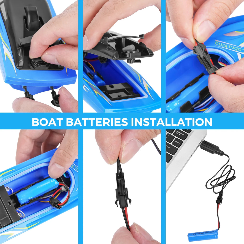 3 Pack 2.4 GHz RC Boat with 6 Rechargeable Batteries F3043