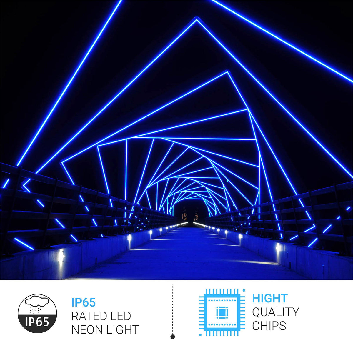 Blue LED Neon Rope Light, 51ft, IP65 Z698