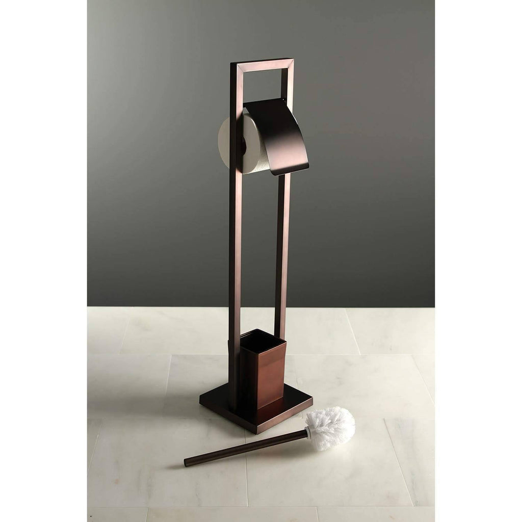 Polished Chrome Pedestal Toilet Paper Holder with Toilet Brush Holder F72429
