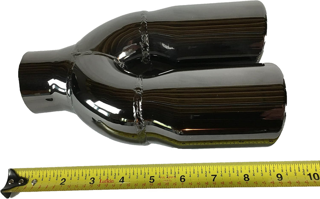 Dual Oval Slant Stainless Black Chrome Exhaust Tip Pack of 2 B98014