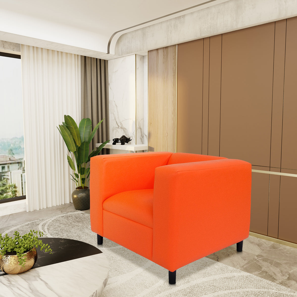 Faux Leather Sofa Chair with Solid Wood Frame B77470