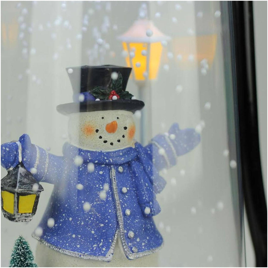 Black Lighted Musical Snowman Snowing Christmas Table Top Lantern Z53307