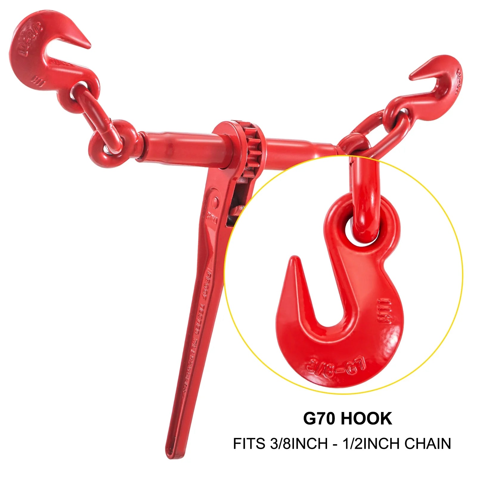 Chain Binder Ratchet Load Binder 3/8in-1/2in, 2pack B220510