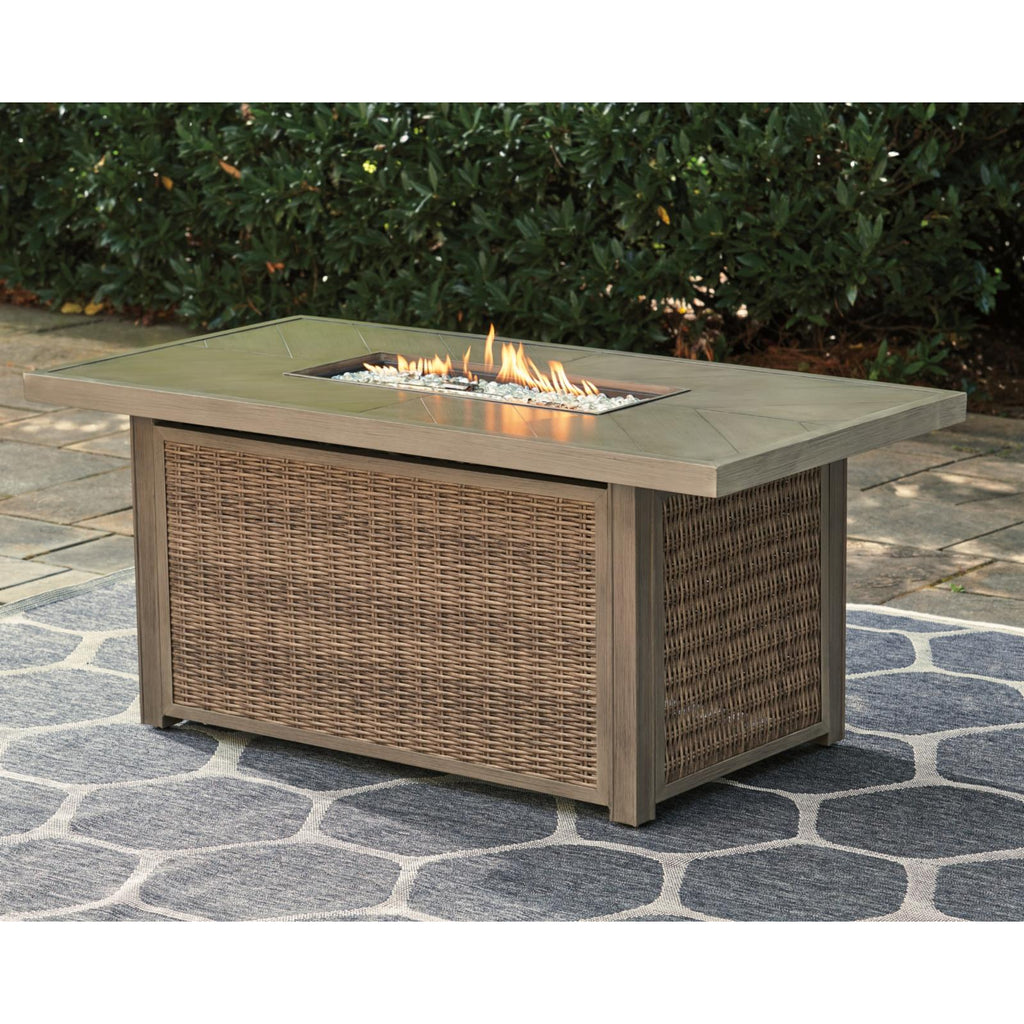 Rectangular Fire Pit Table in Beige X521550