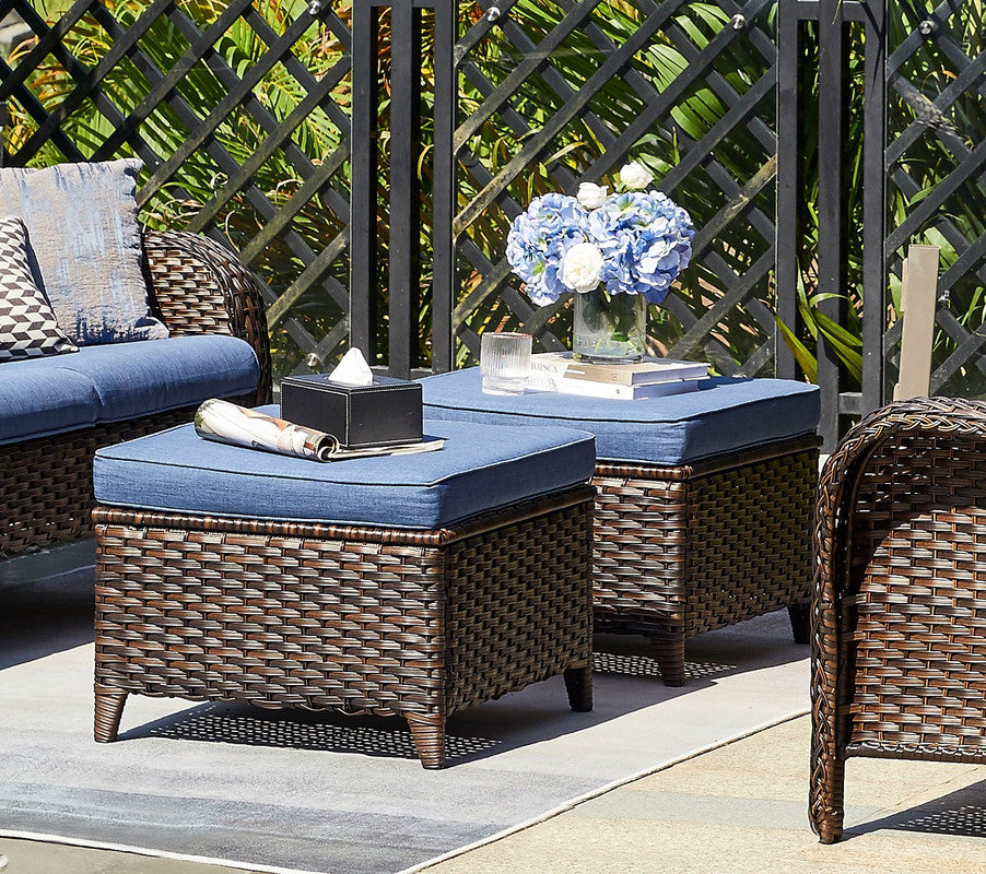 3-Piece Patio Conversation Set with Cushioned Sofa and Ottomans G665362