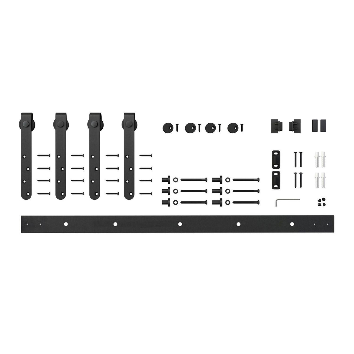 Solid Steel Double Barn Door Hardware Kit Black 48 in. Track F6257