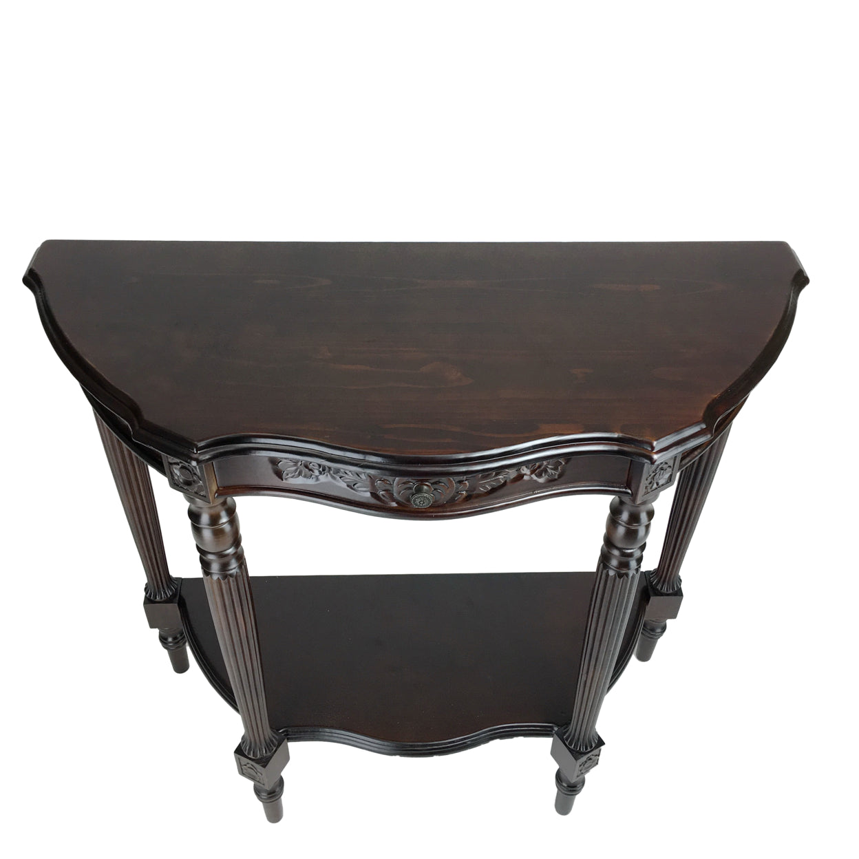 Brown Engraved Wooden Console Table with 1 Drawer L709