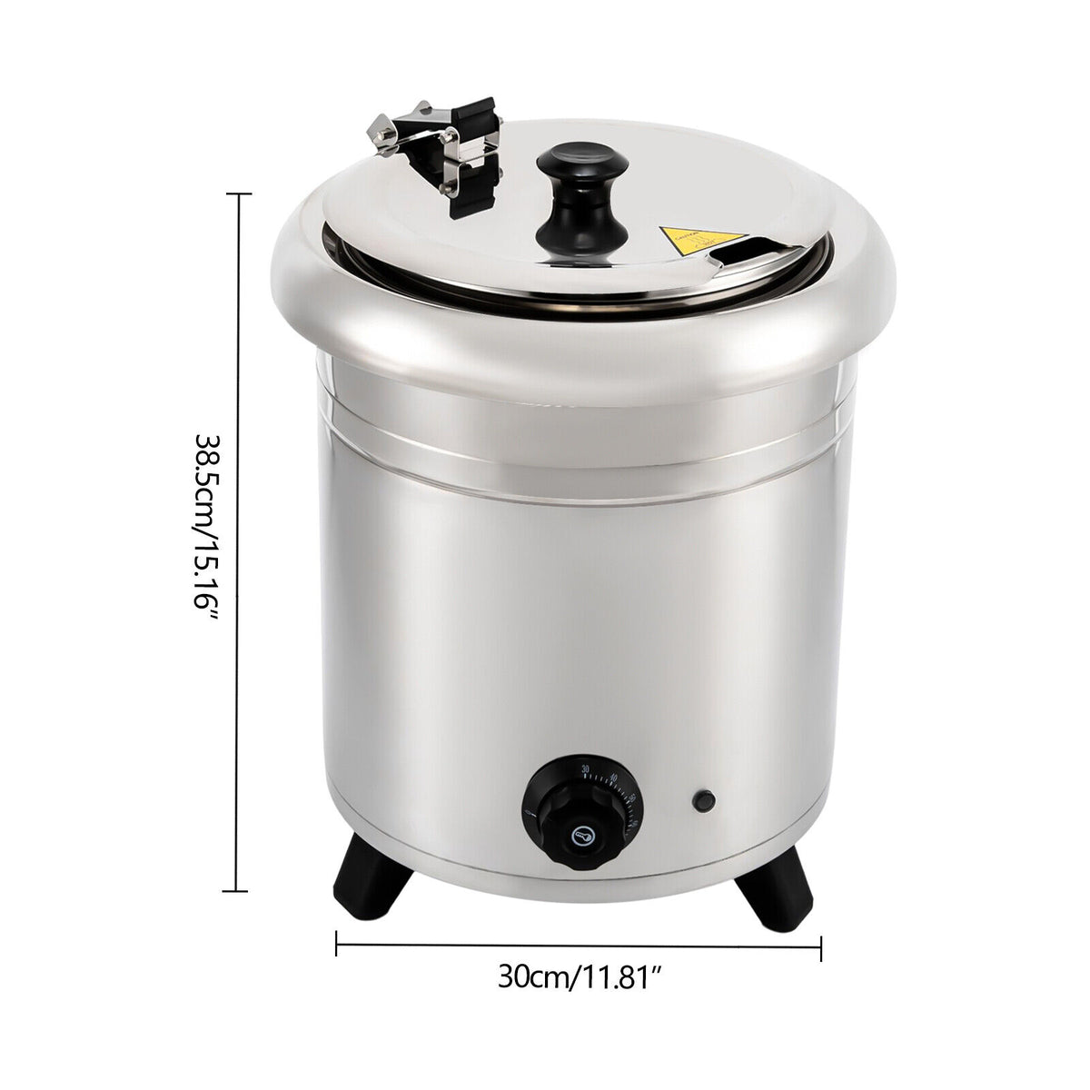 10L 400W Commercial Electric Soup Warmer Pot Stainless Steel Countertop Food Kettle with Lid N474091