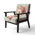 Red Painted Flowers On Vintage Postcard III Upholstered Accent Chair E49388