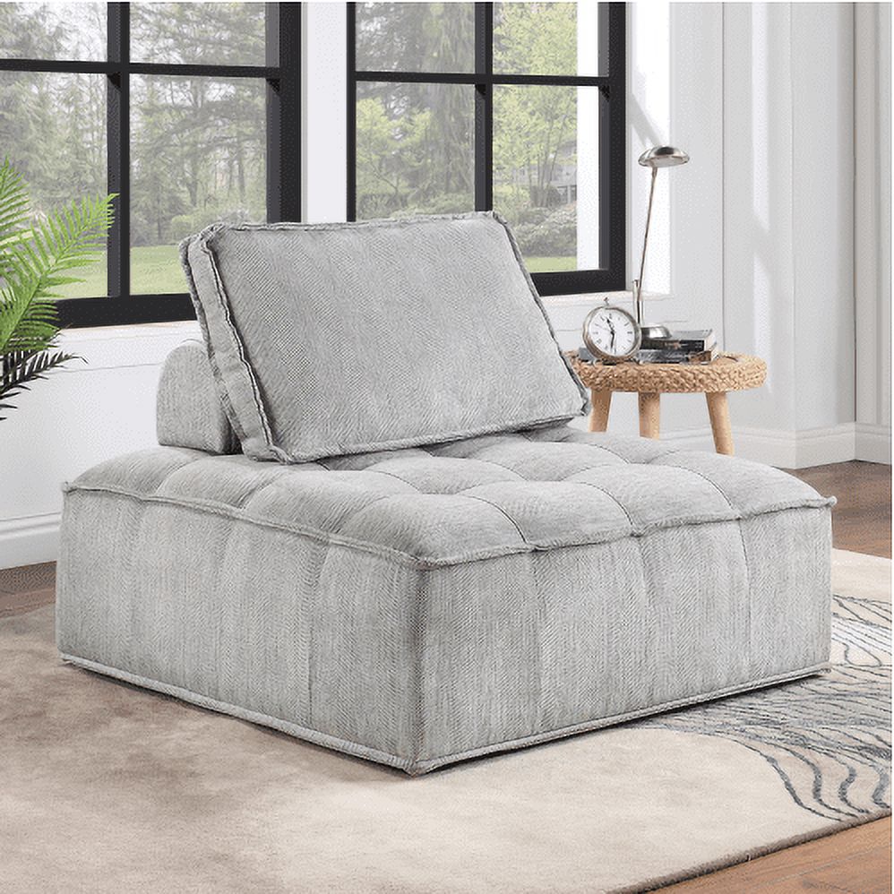Armless Accent Chair Oversized Lounge Chair Linen Gray I7665