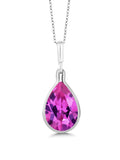 Pink Created Sapphire Pendant Necklace with 18 inch Silver Chain C379