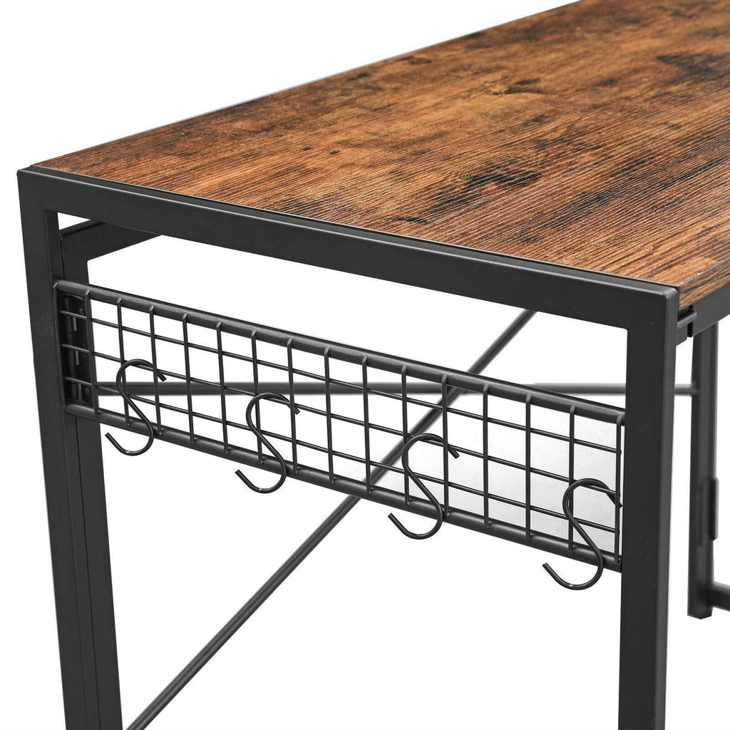 Black 39-Inch Folding Desk with 8 Hooks V433